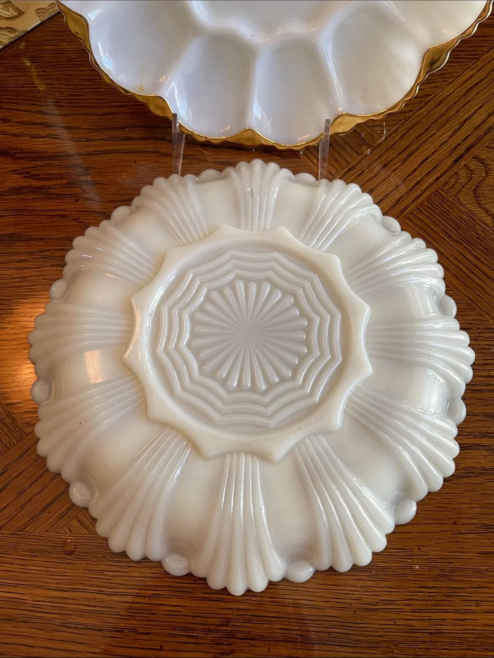 Elegant White and Gold Deviled Egg Serving Plate